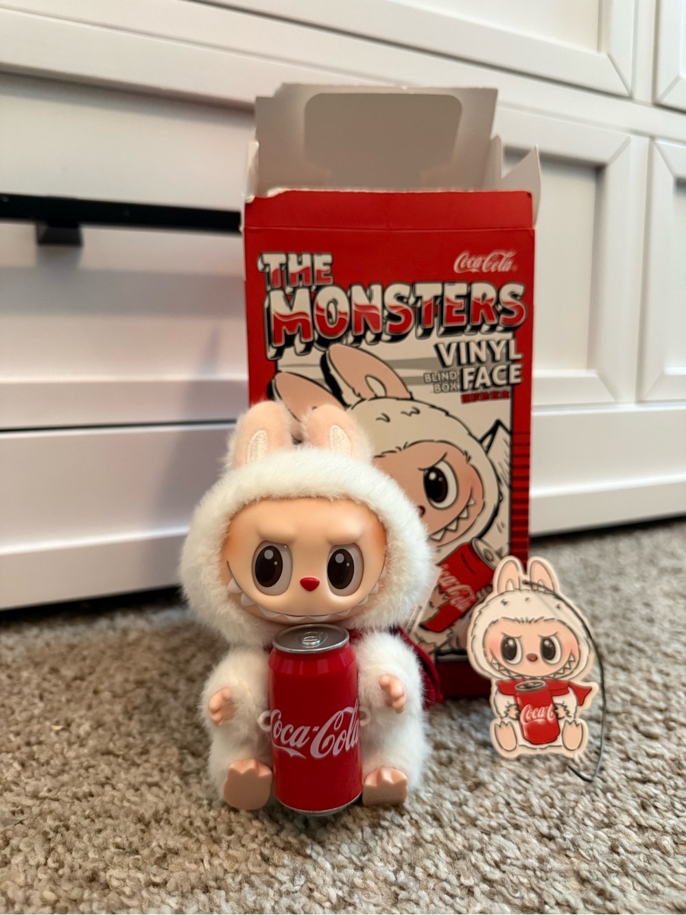 Coca Cola Labubu Monster Vinyl Figure with Red Can